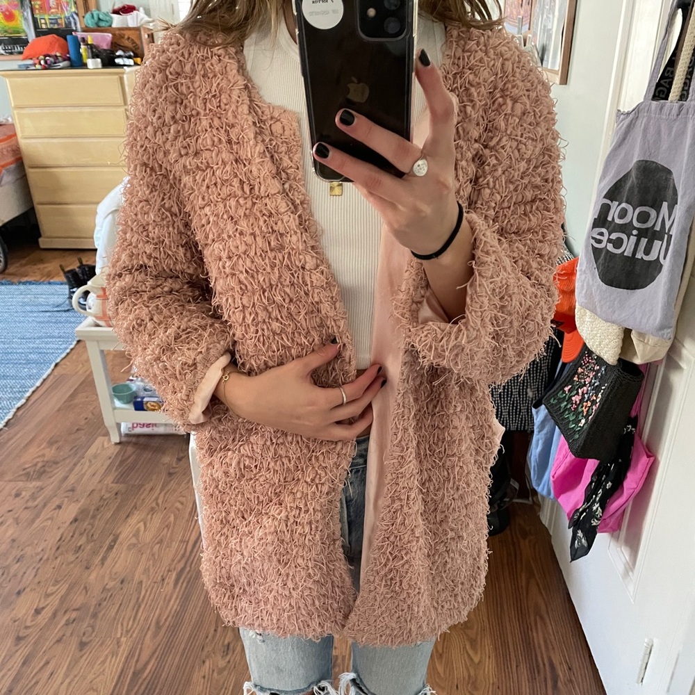 Brandy Melville Pink Shag Jacket